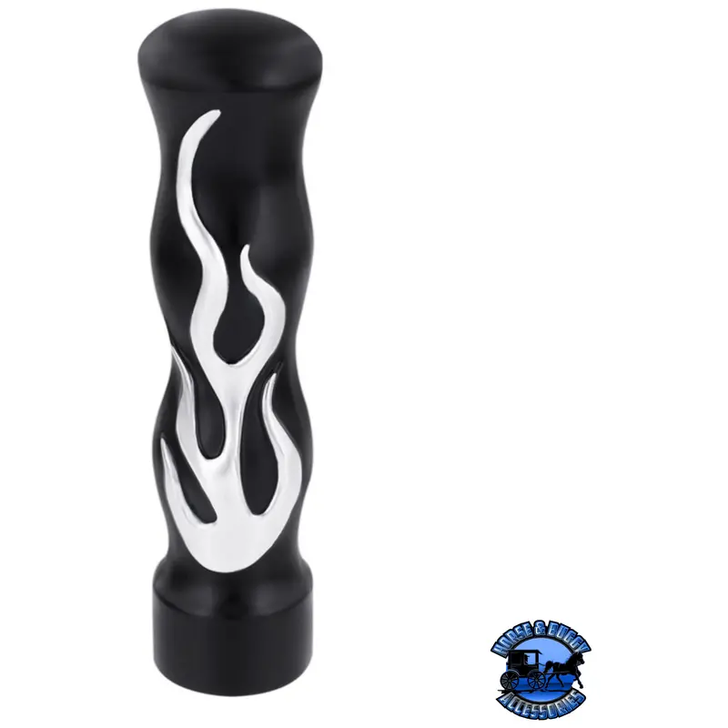 1/2"-13 Thread On Flame Gearshift Knob - Black With Chrome Flame #70567B 1