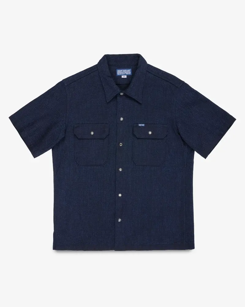 10Oz Dobby Cloth Short Sleeve Mechanic Shirt - Indigo 1