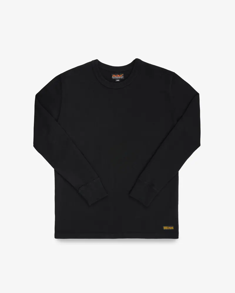 11Oz Cotton Knit Long Sleeved Crew Neck Sweater - Black 1