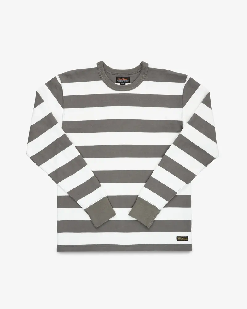 11Oz Cotton Knit Long-Sleeved Sweater - Grey/White 1
