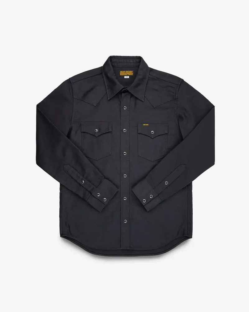 12Oz Military Moleskin Western Shirt - Black 1