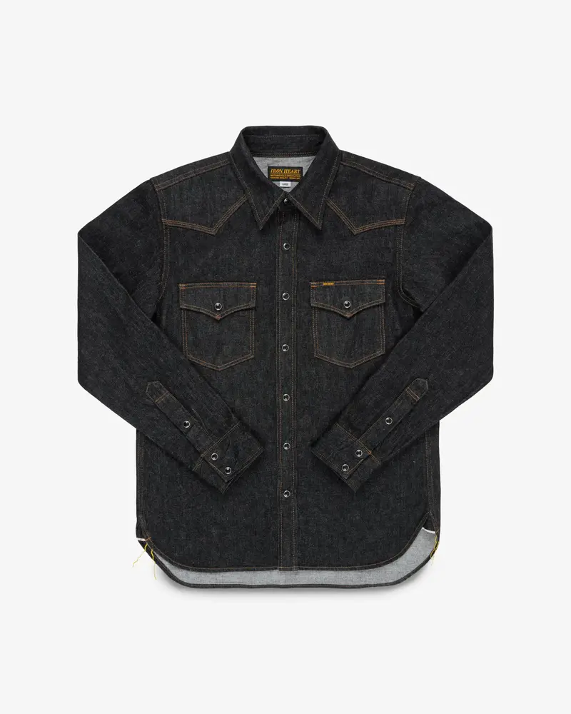12Oz Selvedge Denim Western Shirt - Black 1