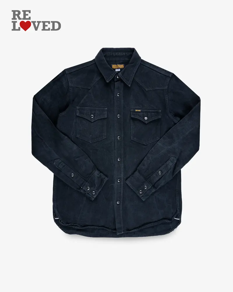 12Oz Selvedge Denim Western Shirt "The Johnny Cash Iii" - Black (Ihsh-218-Blk) Size Xl 1