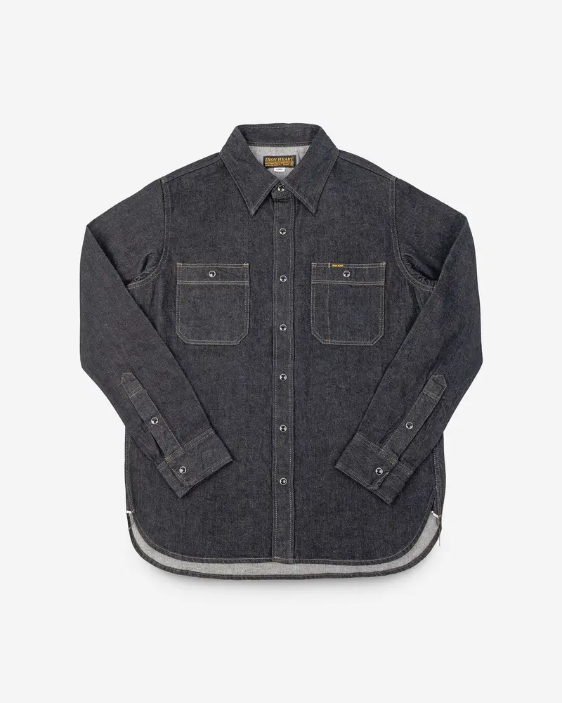 12Oz Selvedge Denim Work Shirt With Snaps - Black 1