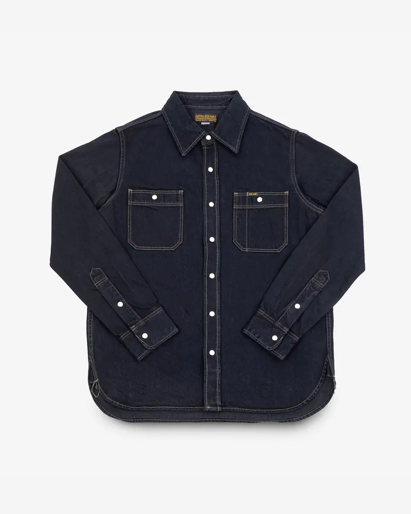 12Oz Selvedge Denim Work Shirt With Snaps - Indigo Overdyed Black 1