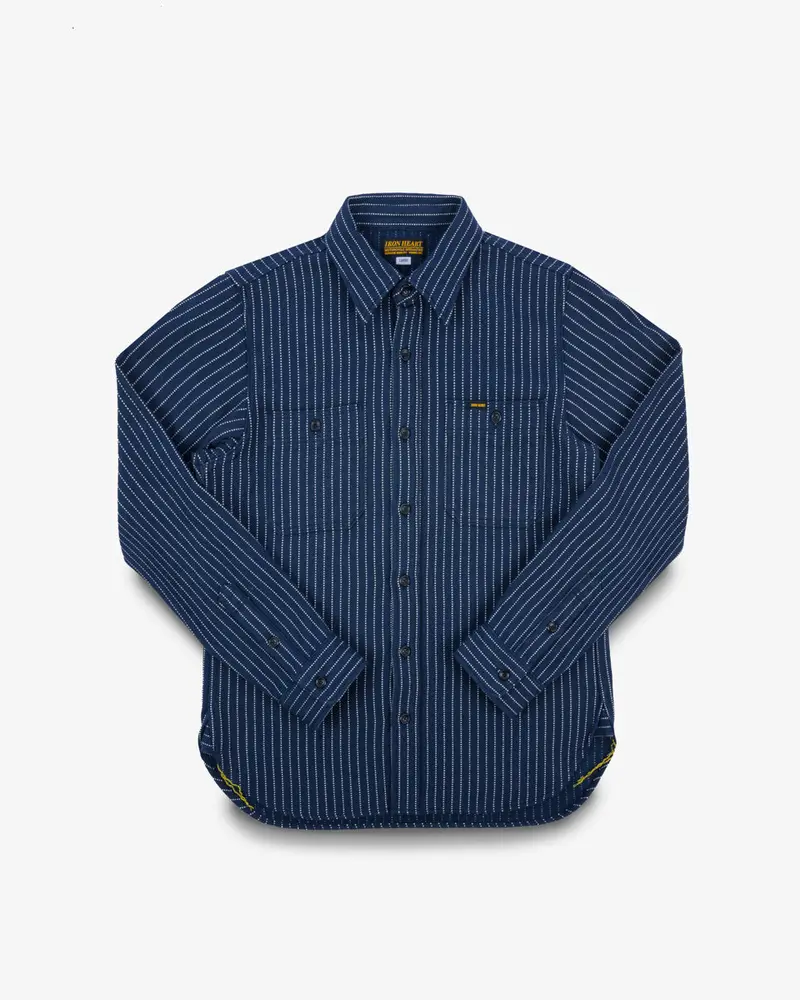 12Oz Ultra Heavy Flannel Chalk Stripe Work Shirt - Navy 1
