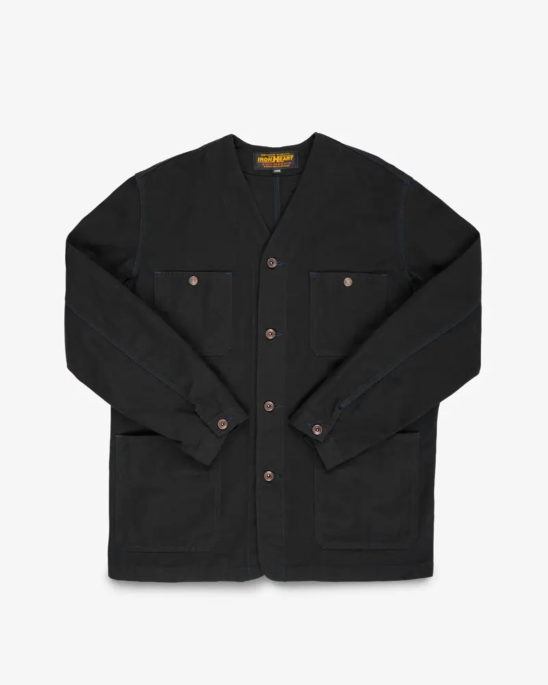 13.5Oz Duck Collarless Chore Jacket - Black 1