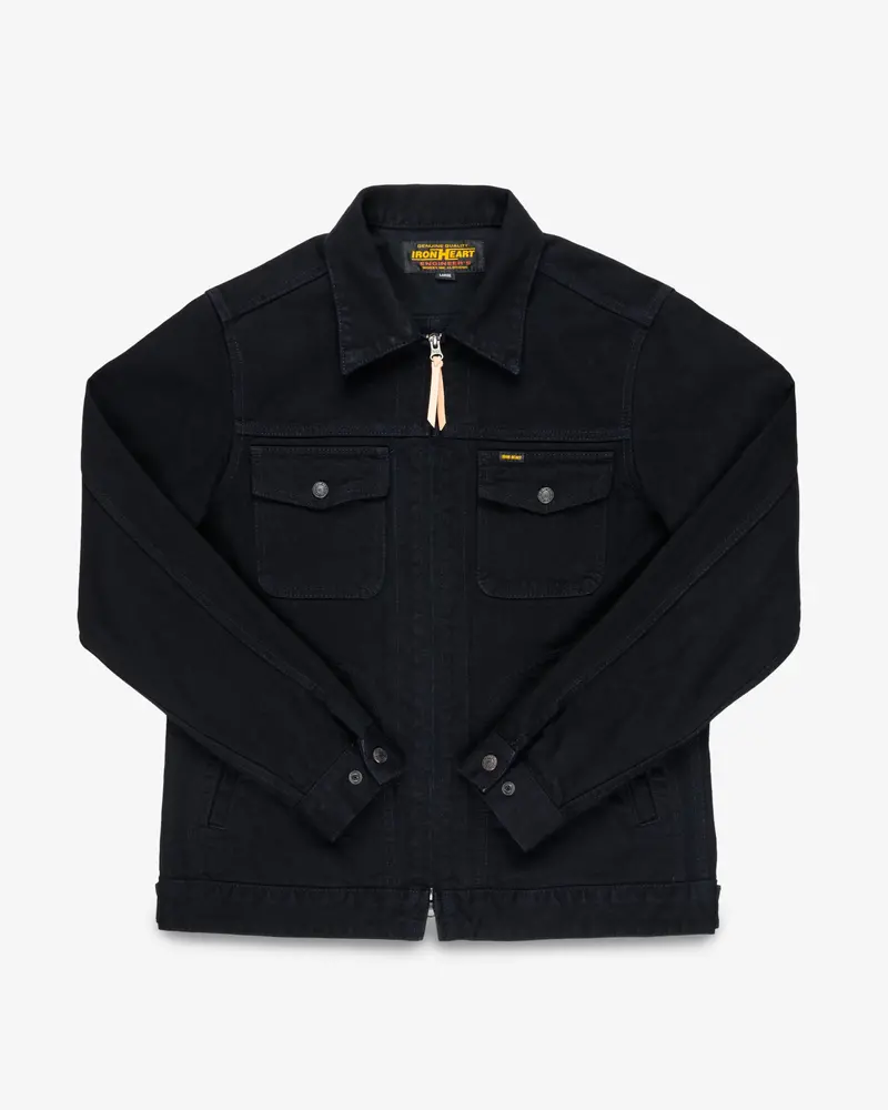 14Oz Broken Twill Selvedge Denim Work Jacket - Indigo Overdyed Black 1