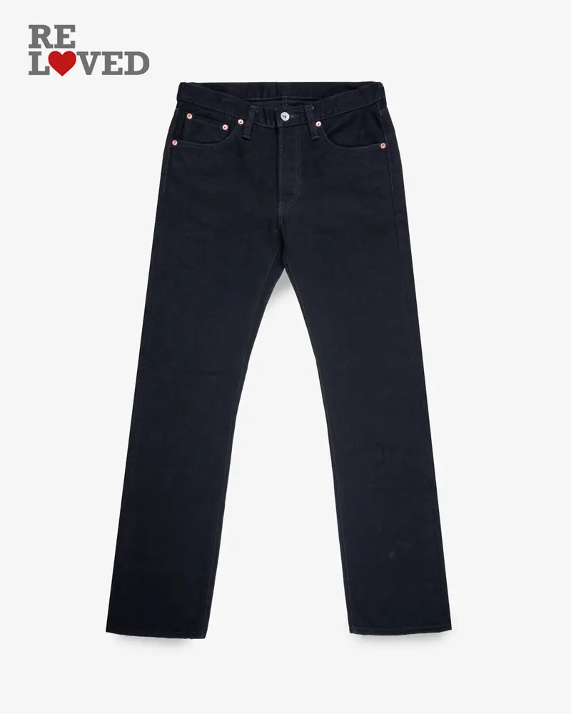 14Oz Selvedge Denim Slim Straight Cut Jeans - Black/Black (Ih-666S-142Bb) Tag 31, Hemmed To 32.0" 1