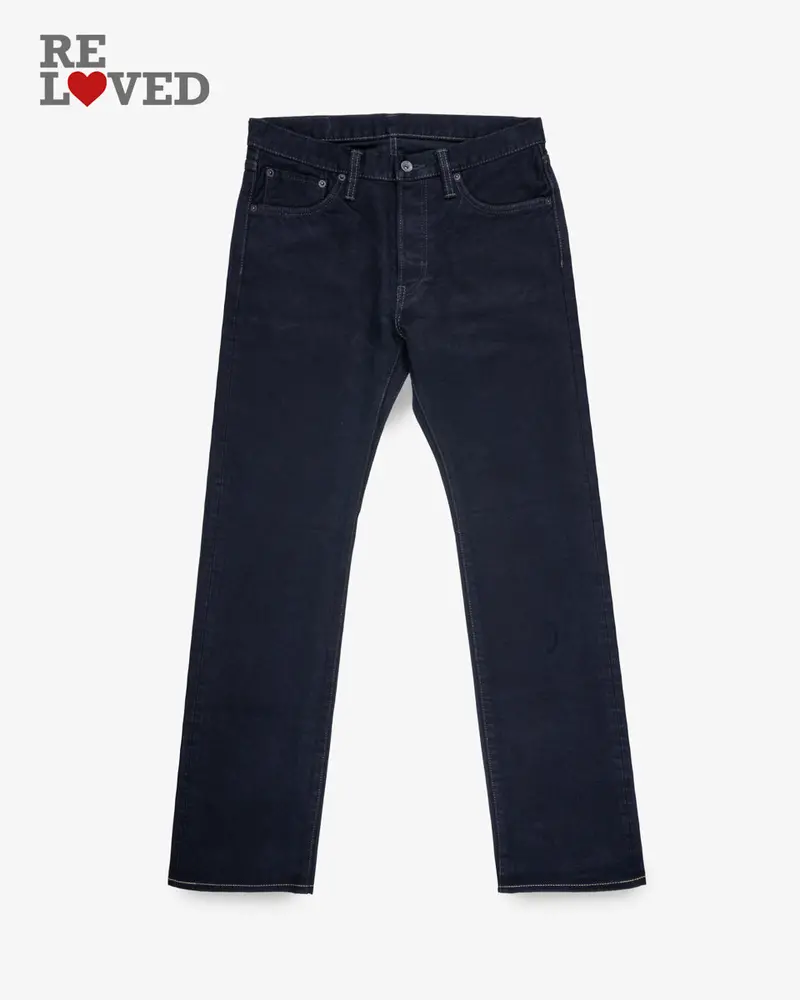 14Oz Selvedge Denim Slim Straight Cut Jeans - Indigo Overdyed Black (Ih-666S-142Od) Tag 32, Hemmed To 32.0" 1