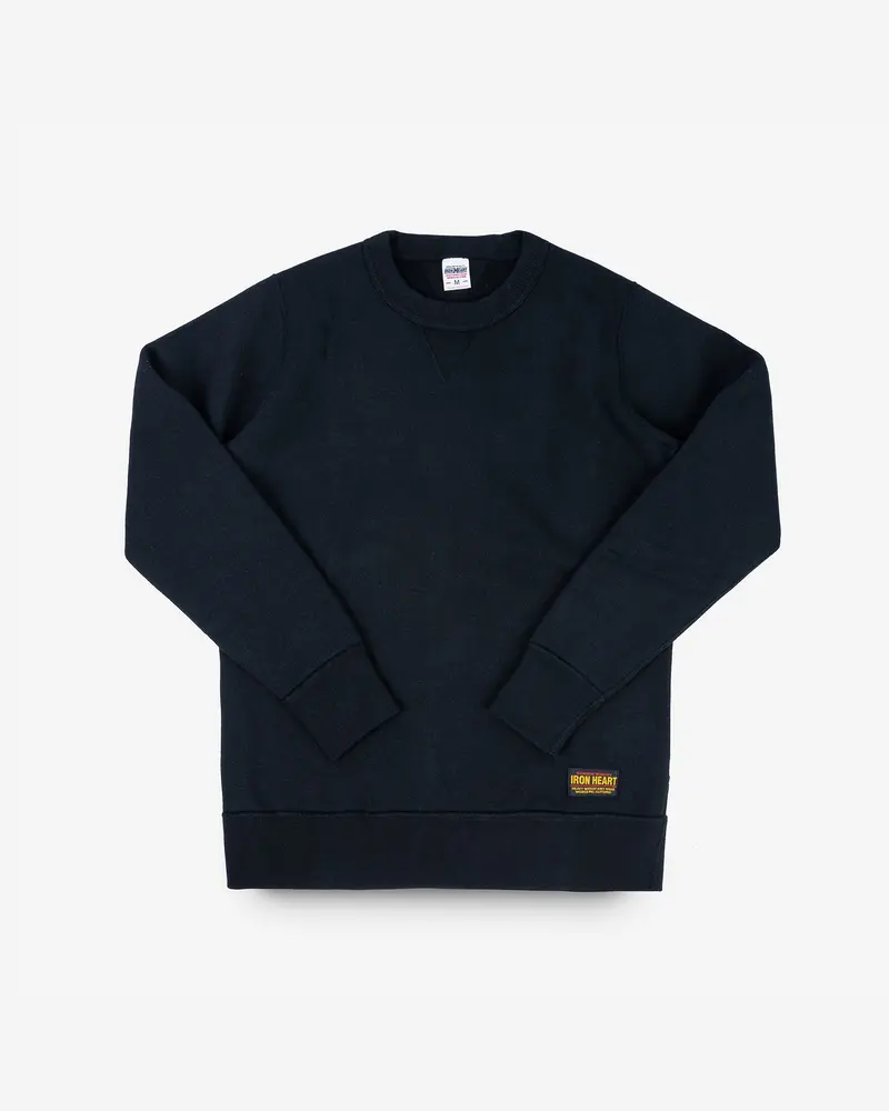 14Oz Ultra Heavyweight Loopwheel Cotton Crew Neck Sweat - Black 1
