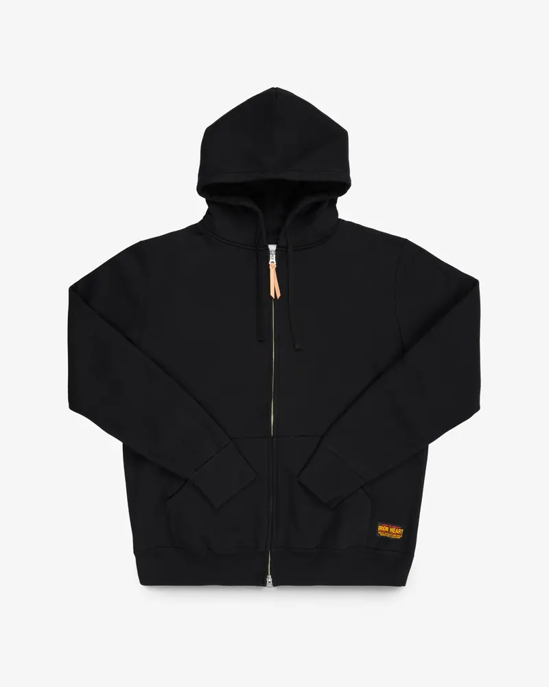 14Oz Ultra Heavyweight Loopwheel Cotton Zip Up Hoodie - Black 1