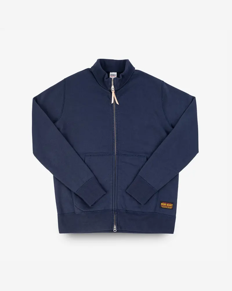 14Oz Ultra Heavyweight Loopwheel Cotton Zip Up Sweater - Navy 1