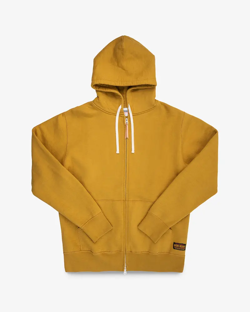 14Oz Ultra Heavyweight Loopwheel Cotton Zippered Hoodie - Mustard 1