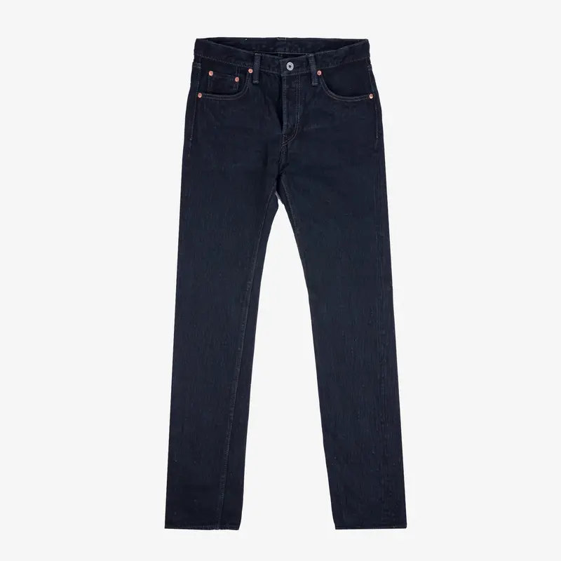 16Oz Slubby Selvedge Denim Slim Straight Cut Jeans - Indigo Overdyed Black 1