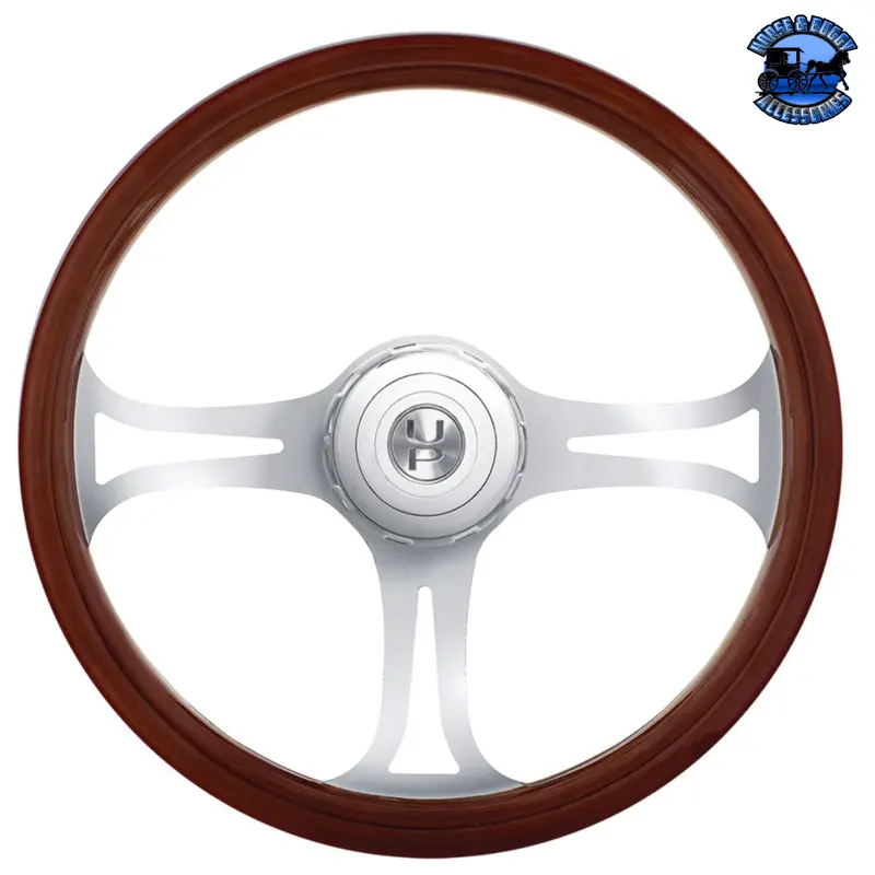 18" Blade Style Wood Steering Wheel With Hub & Horn Button Kit For Peterbilt (2006+) & Kenworth (2003+) #88183 1