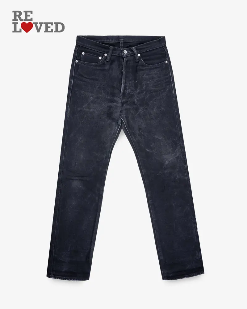 21Oz Selvedge Denim Medium/High Rise Tapered Cut Jeans -  Superblack (Fades To Grey) (Ih-888S-Sbg) Tag 31, Hemmed To 30.5" 1