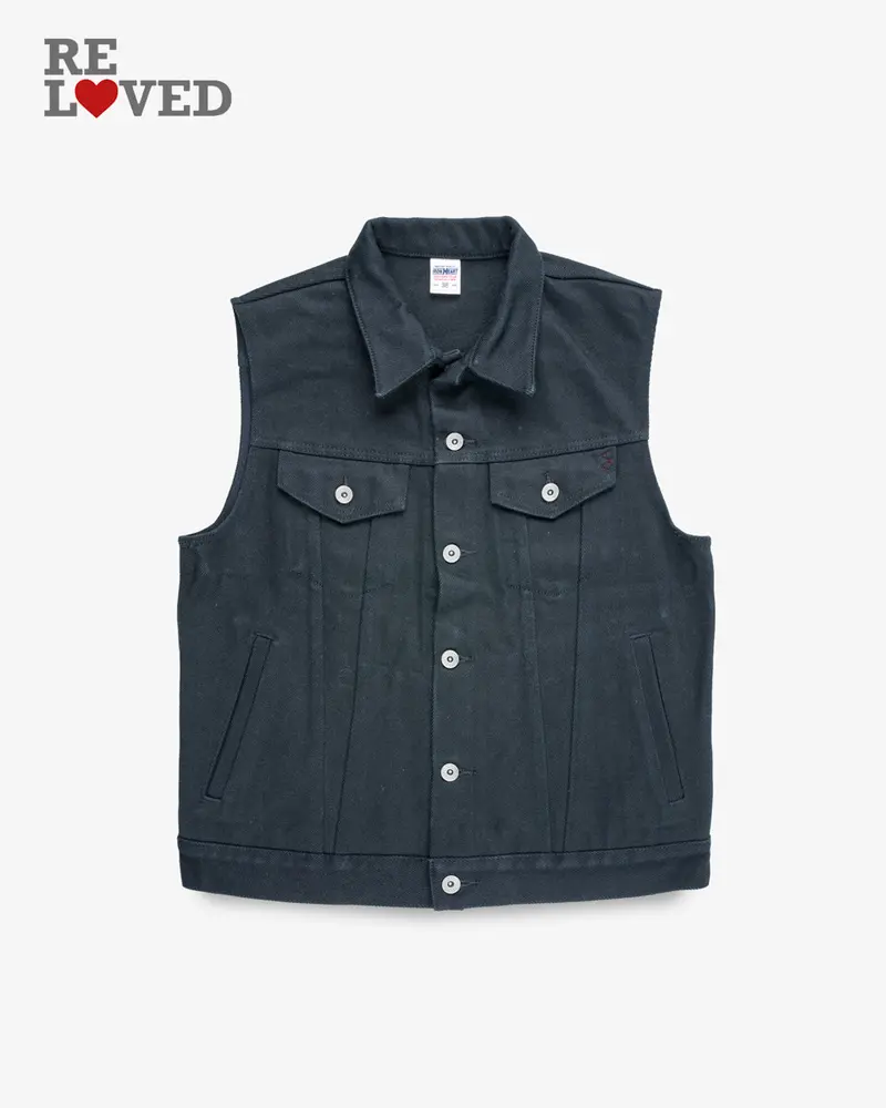21Oz Selvedge Denim Modified Type Iii Vest - Indigo Overdyed Black (Ih-526Svod) Size Medium 1