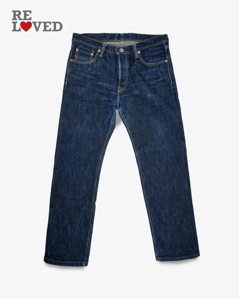 21Oz Selvedge Denim Slim Straight Cut Jeans - Indigo (Ih-666S-21) Tag 36, Hemmed To 30.3" 1