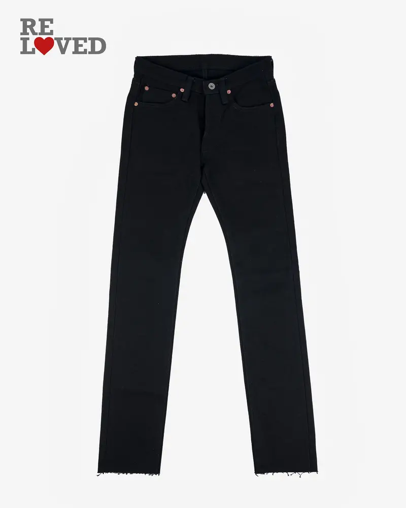 21Oz Selvedge Denim Slim Tapered Jeans - Superblack (Fades To Grey) (Bs69xsop420) Tag 28, Cut To 33.0'' 1