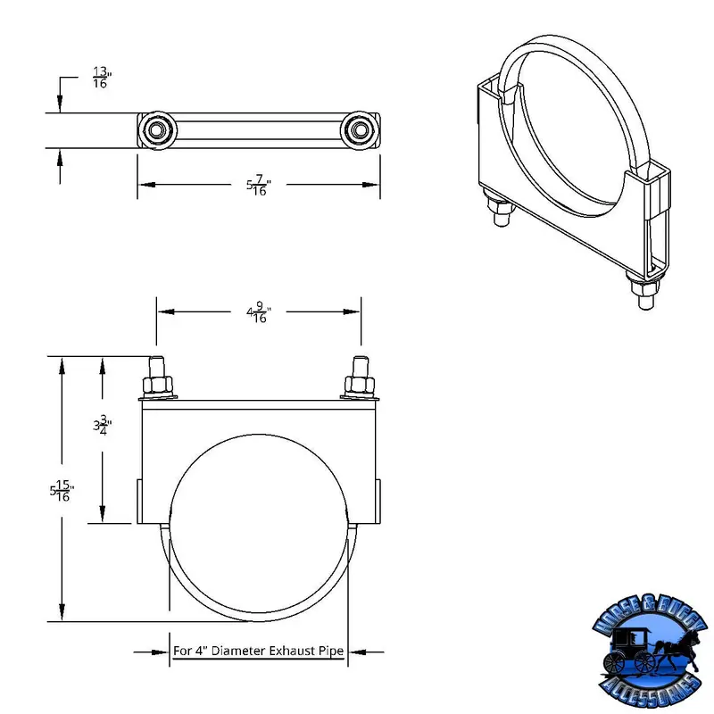 4" Stainless U-Bolt Exhaust Clamp 1