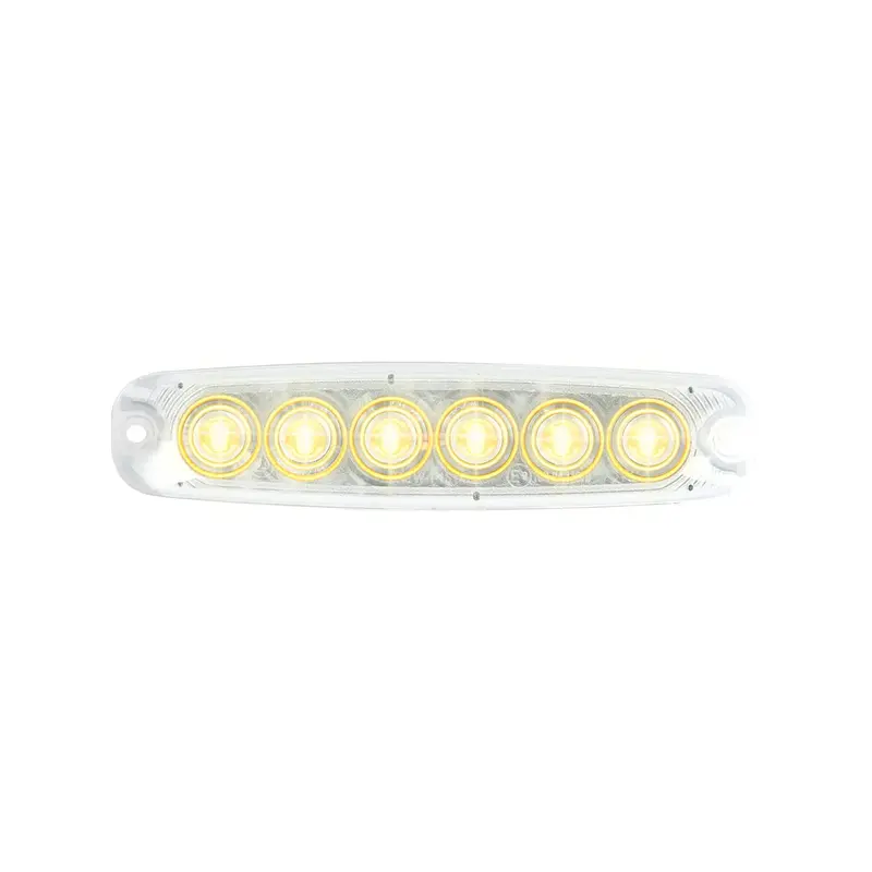 5-1/8" Ultra Thin Amber/Clear 6 Led Strobe Light, 1