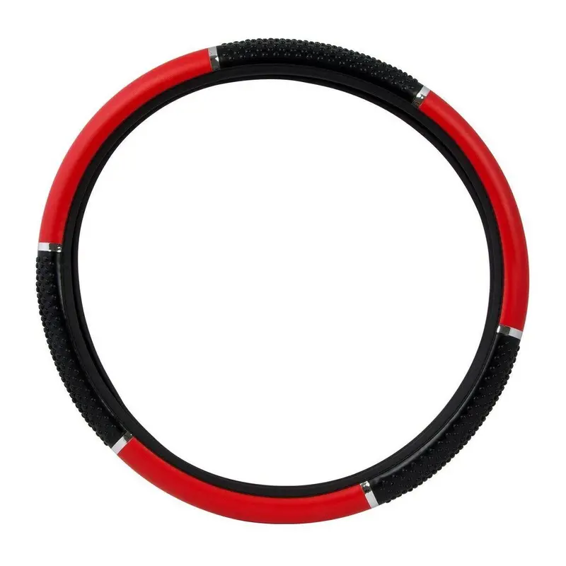 54046 18" Steering Wheel Cover Matte Red W/Black Hand Grips Universal Semi Truck 54046 1