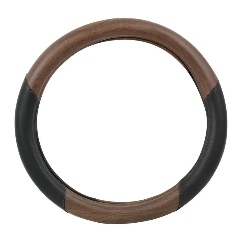 54060 Truck Universal Steering Wheel Cover 18" Matte Natural Dark Wood Black 54060 New 1