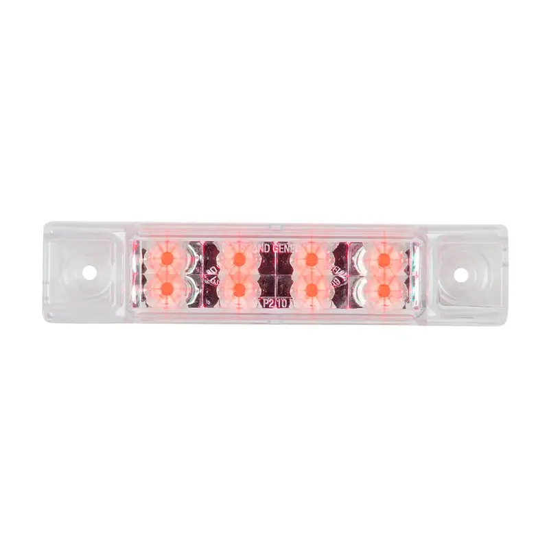6"L Rect. Pearl Red/Clear 8 Led Light, High/Low 3 Wires 1