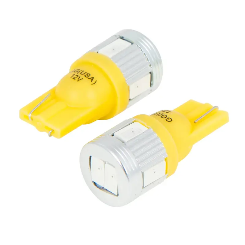 70600 #194/168 Amber 6Led W/Heatsink Tower Style Light Bulbs, 12V 1