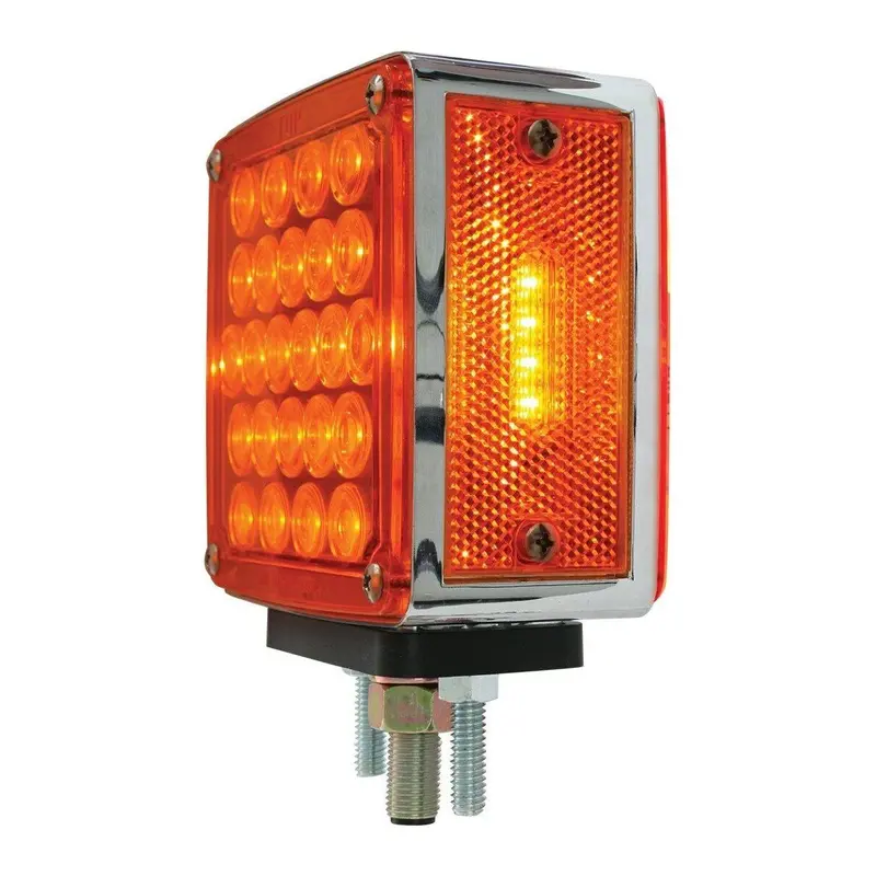 77621  Square Double Face Pearl Led Pedestal Light Red/Amber  (Driver) 1