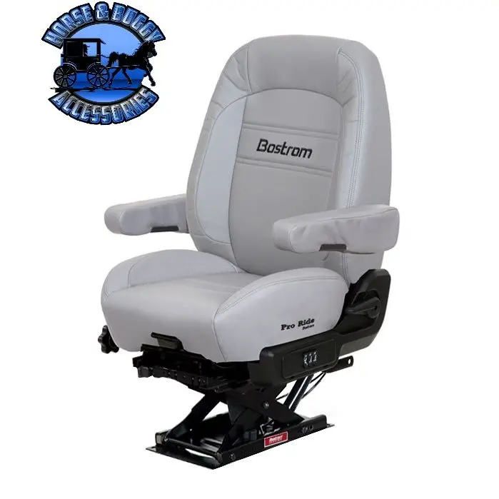 #8230001-902  Bostrom Pro Ride Truck Seat, Grey Ultra-Leather, Lopro - 910, Dual 16" Armrests, Mid-Back 1