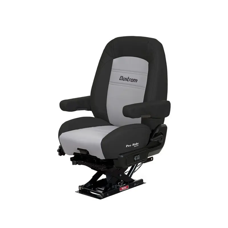 #8230011-L77 Bostrom Pro Ride Truck Seat, Black/Grey Ultra-Leather, Lopro - 910, Dual 16" Armrests, Mid-Back 1