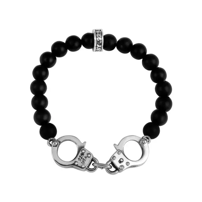 8Mm Onyx Bead Bracelet With Handcuffs 1