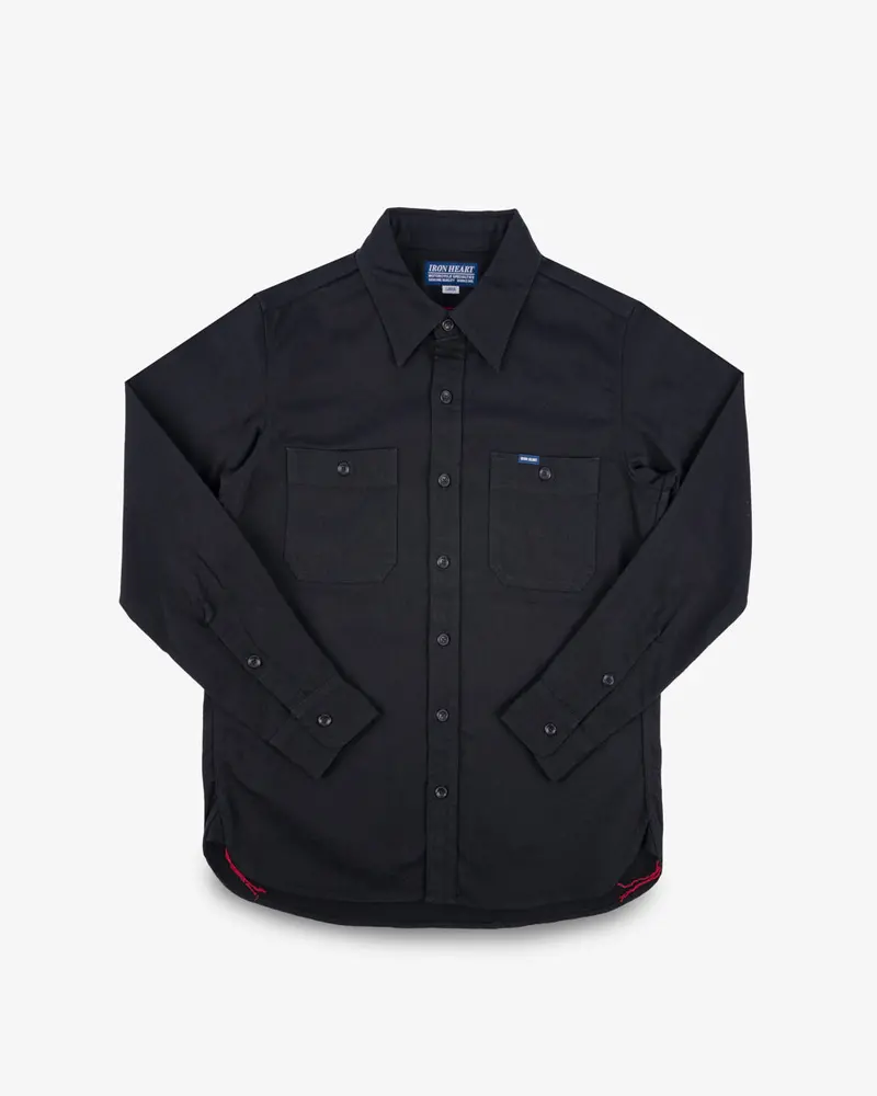 9Oz Cotton Linen Work Shirt - Black 1