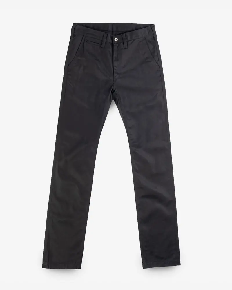 9Oz Mercerised Selvedge Cotton Slim Tapered Chinos - Black 1