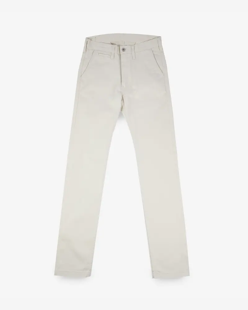 9Oz Mercerised Selvedge Cotton Slim Tapered Chinos - Ivory 1