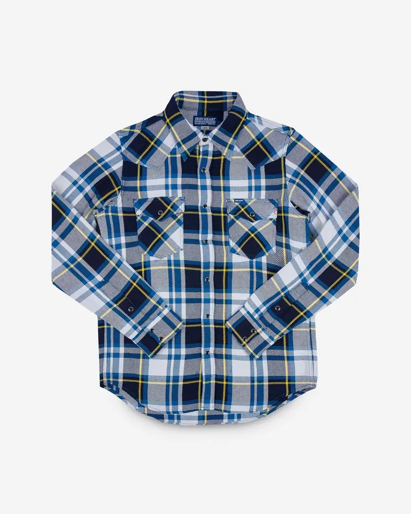 9Oz Selvedge American Check Western Shirt - Blue 1