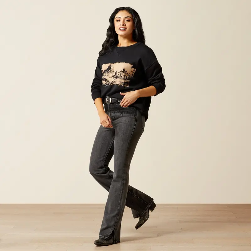 Ariat Outlaw Oversized Black Sweatshirt For Women At Bourbon Cowgirl 1