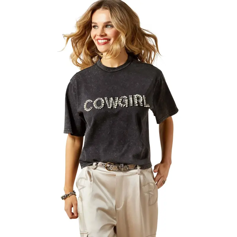 Ariat Pearl Cowgirl T-Shirt In Washed Black At Bourbon Cowgirl 1
