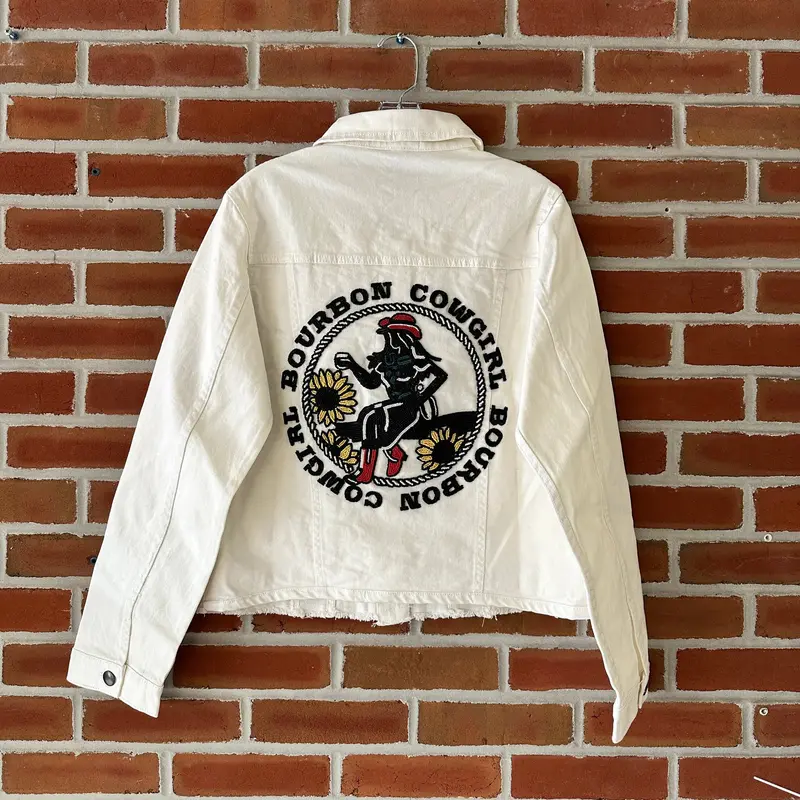 Beaded Bourbon Cowgirl Denim Jacket In Off-White 1