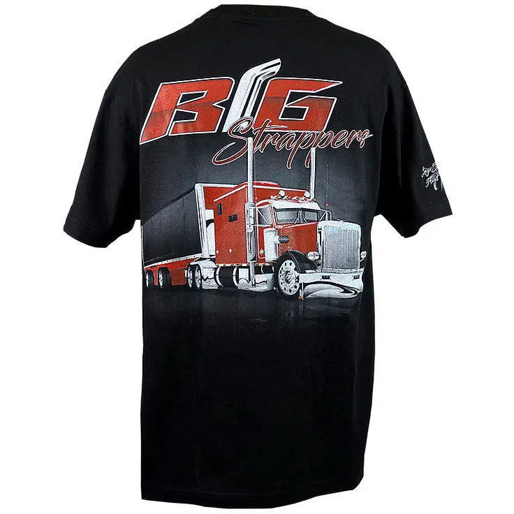 Big Strappers Long Haul Series Peterbilt Pride N First Class T-Shirt Black & Red 1