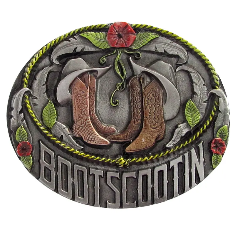 Bootscootin Belt Buckle With Enamel Finish - Bourbon Cowgirl 1