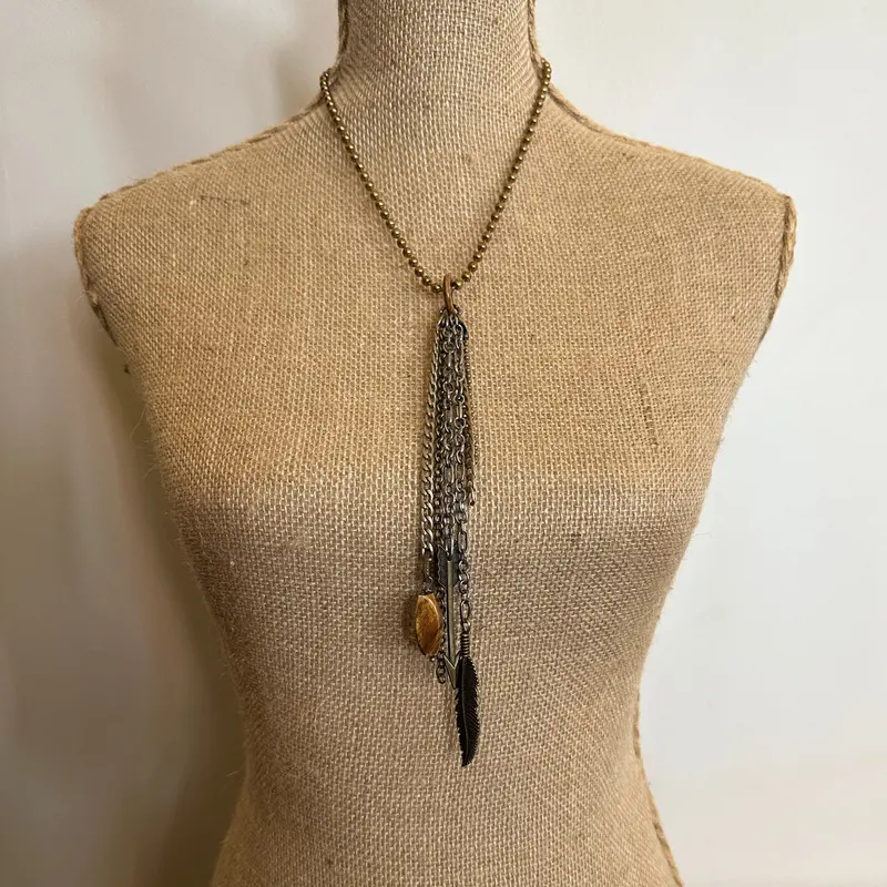 Chain Tassel Necklace On Ball Chain- Amy Kaplan For Bourbon Cowgirl 1