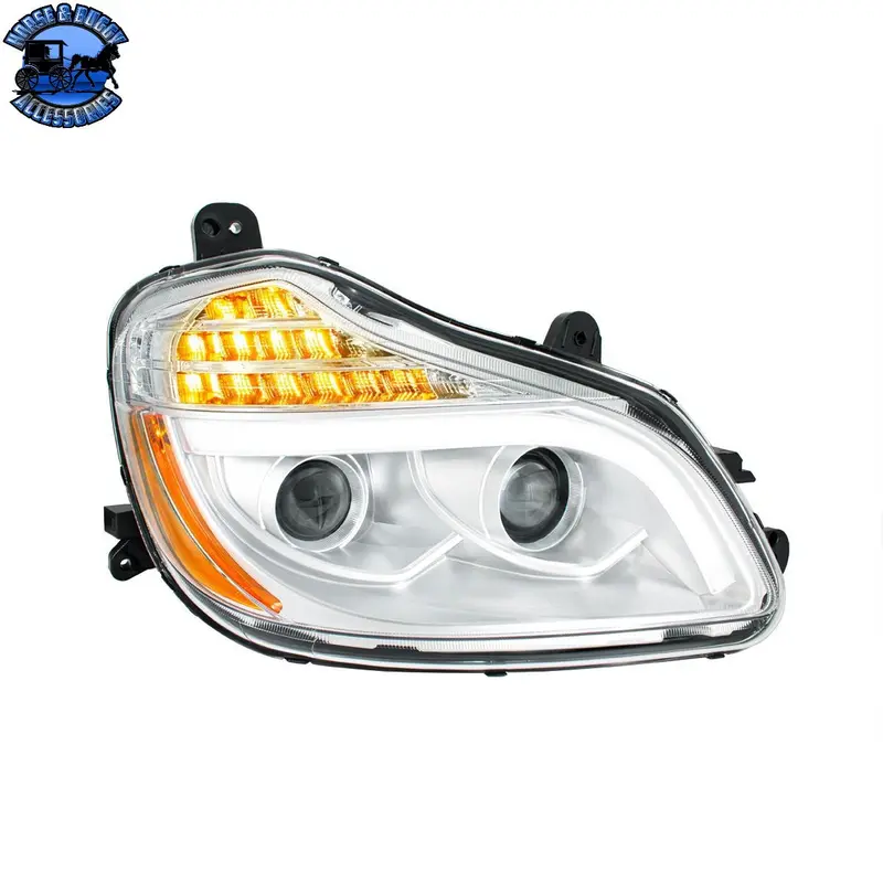 Chrome 8 Led Projection Headlight For 2013-2021 Kenworth T680-Passenger #32905 1