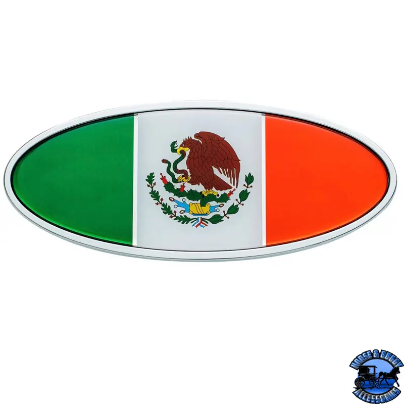 Chrome Die Cast Oval Emblem - Mexico Flag #10924 1