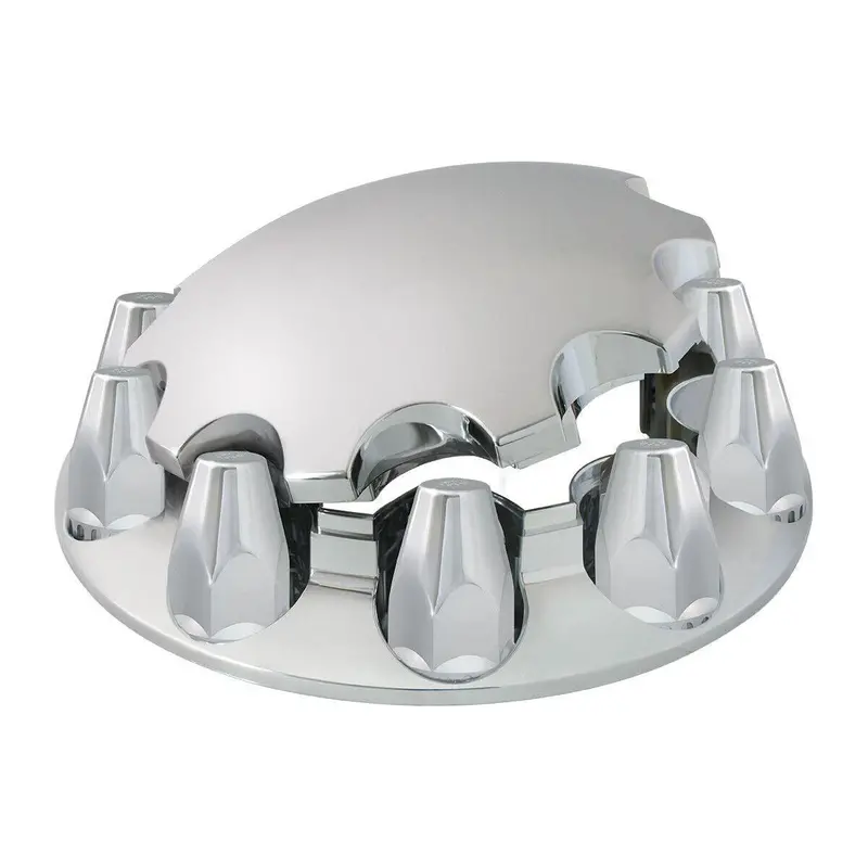 Chrome Hub Cover Axle 33Mm Locking Nuts W/Cooling Vents #40180 1