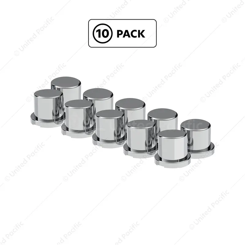 Chrome Plastic Flat Top Nut Covers - Push-On (10-Pack) 1