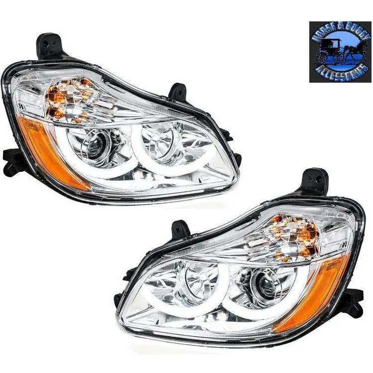 Chrome Projection Headlight Led Halo Light  2013-2021 Kenworth T680 1