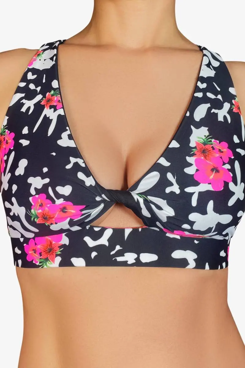 Cleo The Hurricane Twist Sports Bra - Pink Hibiscus 1